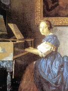 VERMEER VAN DELFT, Jan Lady Seated at a Virginal (detail) aer oil painting reproduction